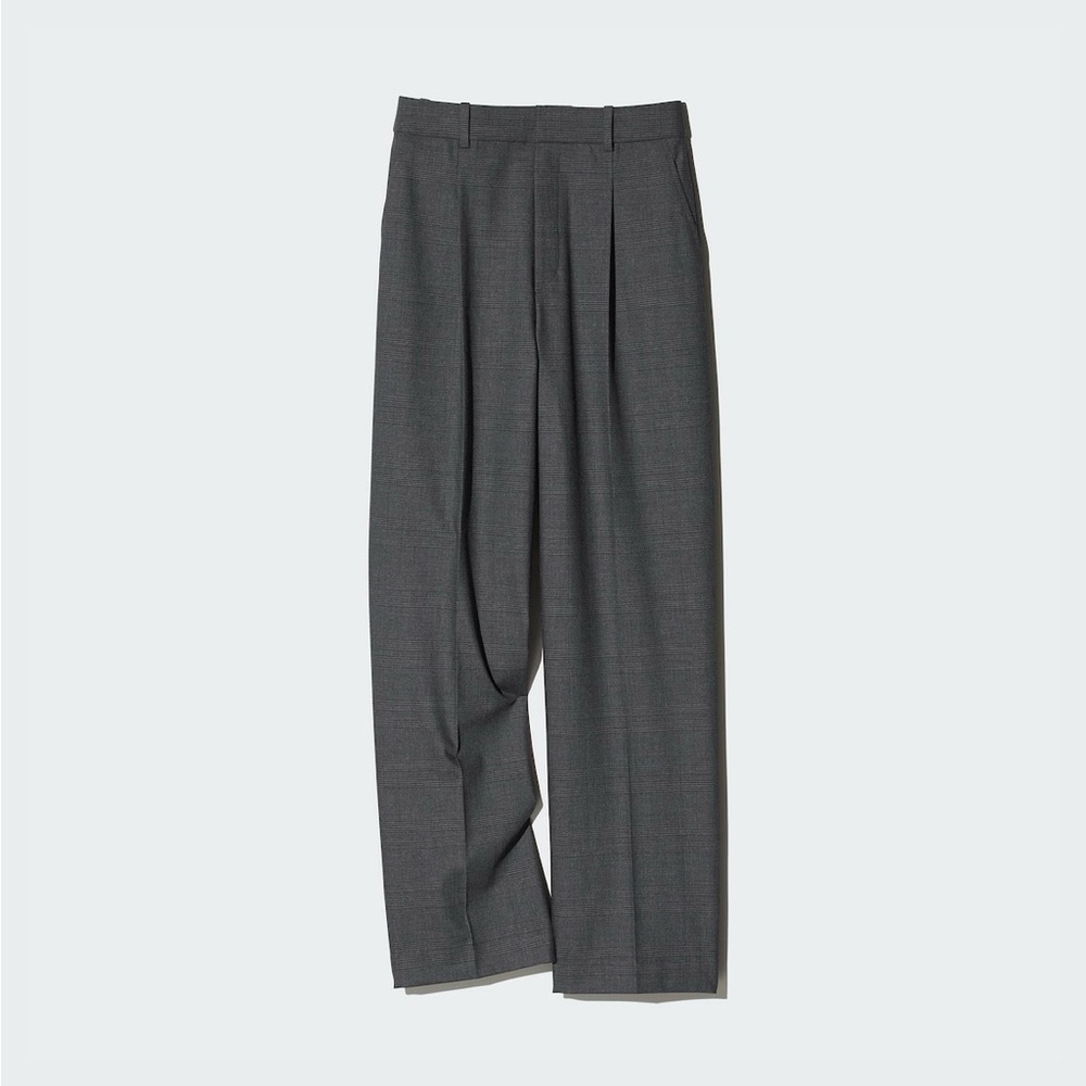 NWT UNIQLO Pleated Wide Pants | Checked